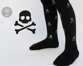 GLITTER Skull Halloween tights 1-9 YEARS, Halloween costume pantyhose for baby toddler girls