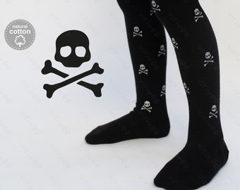 GLITTER Skull Halloween tights 1-9 YEARS old,  first Halloween costume pantyhose for baby toddler girls witch 2 3 4 5