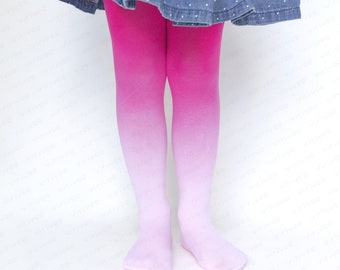 GIRLS ombre tights pale pink to hot pink, birthday outfit