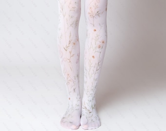 Collants à fleurs blanches pour femme, vêtements pour fille amoureuse de la nature, tenue cottagecore grande taille, fleur pour mariage de demoiselles d'honneur