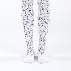 Cat tights / hand drawn cat pattern / gift for cat lovers / gift for girls / cats pantyhose / holiday gift ideas