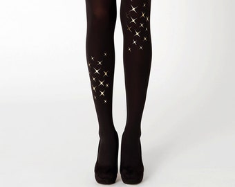 Shine bright golden tights, star patterned tights