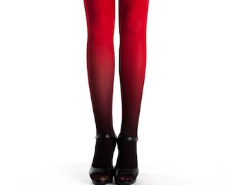 Ombre tights black-red