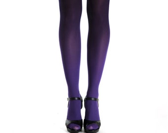 Collants ombrés violet-noir, idées cadeaux, tenue de mardi gras avec collants opaques