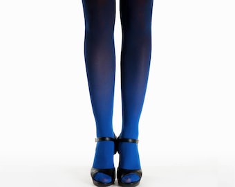 Ombre tights for women blue-black, blue pantyhose, cool gradient tights