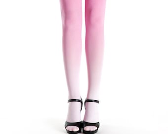 Pastel goth Kleidung ombre Strumpfhose blass rosa für Frauen