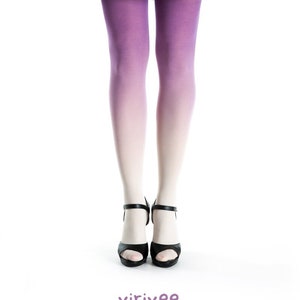 Ombre tights for women, ivory - purple