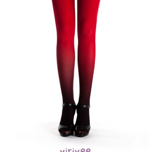 Ombre tights black-red image 1