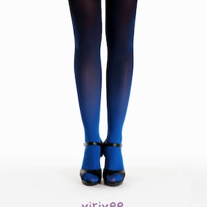 Ombre tights for women blue-black, blue pantyhose, cool gradient tights