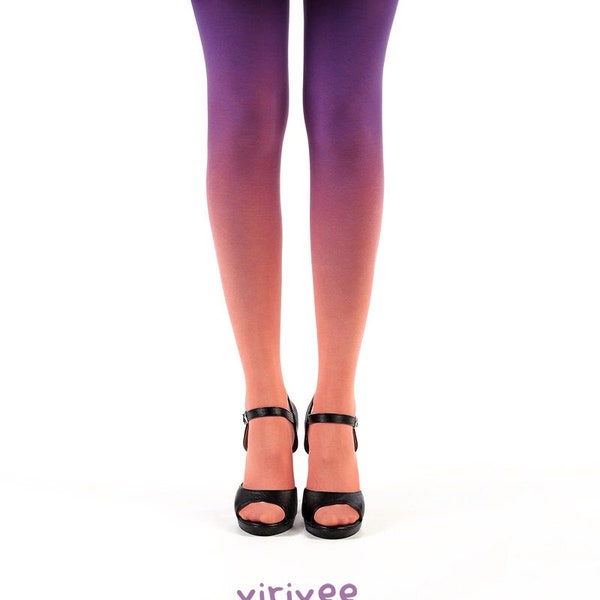 Ombre tights salmon - purple gradient tights