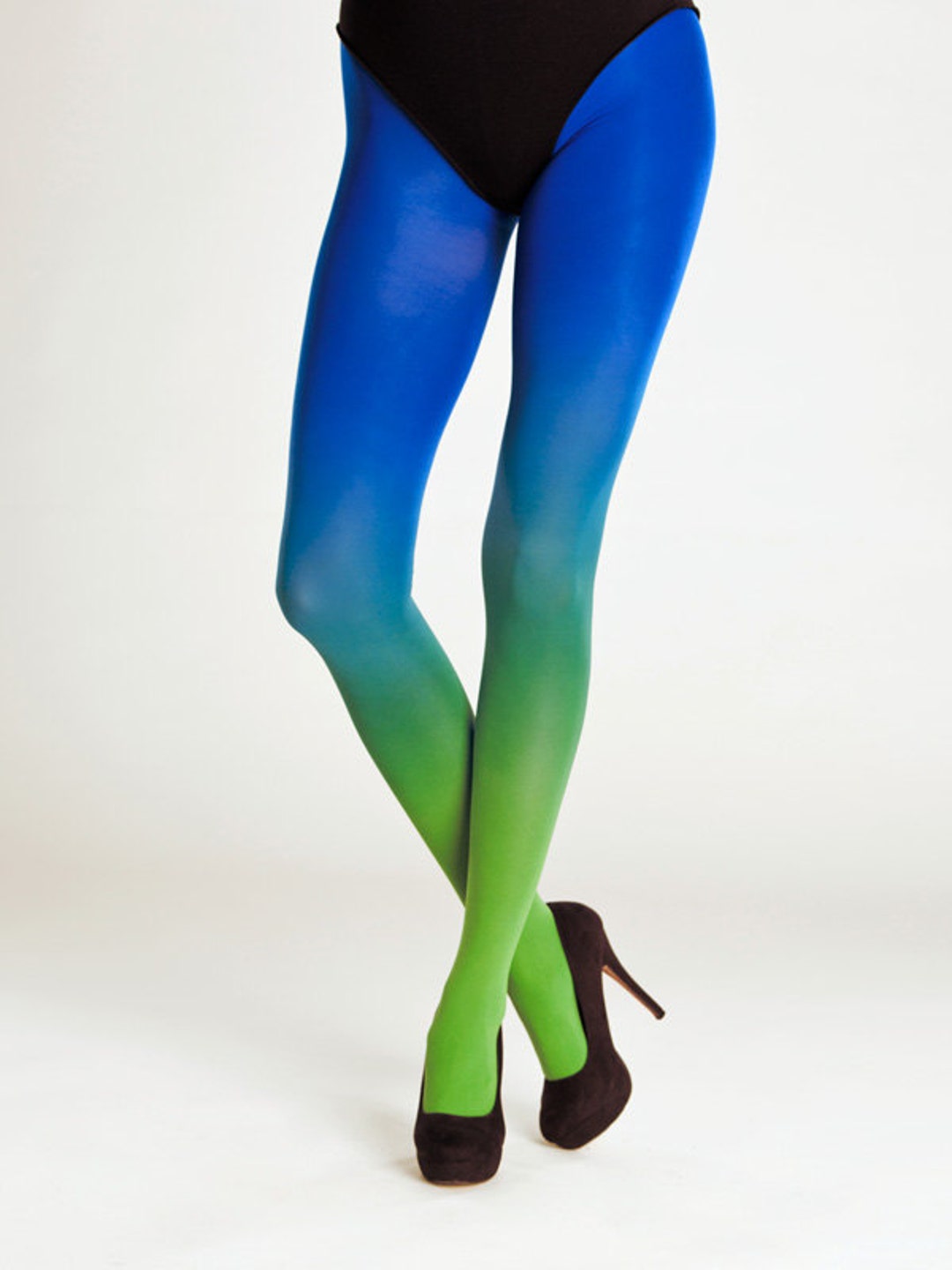 Tights for Women, Ombre Tights Green-blue Opaque Tights, Gift for