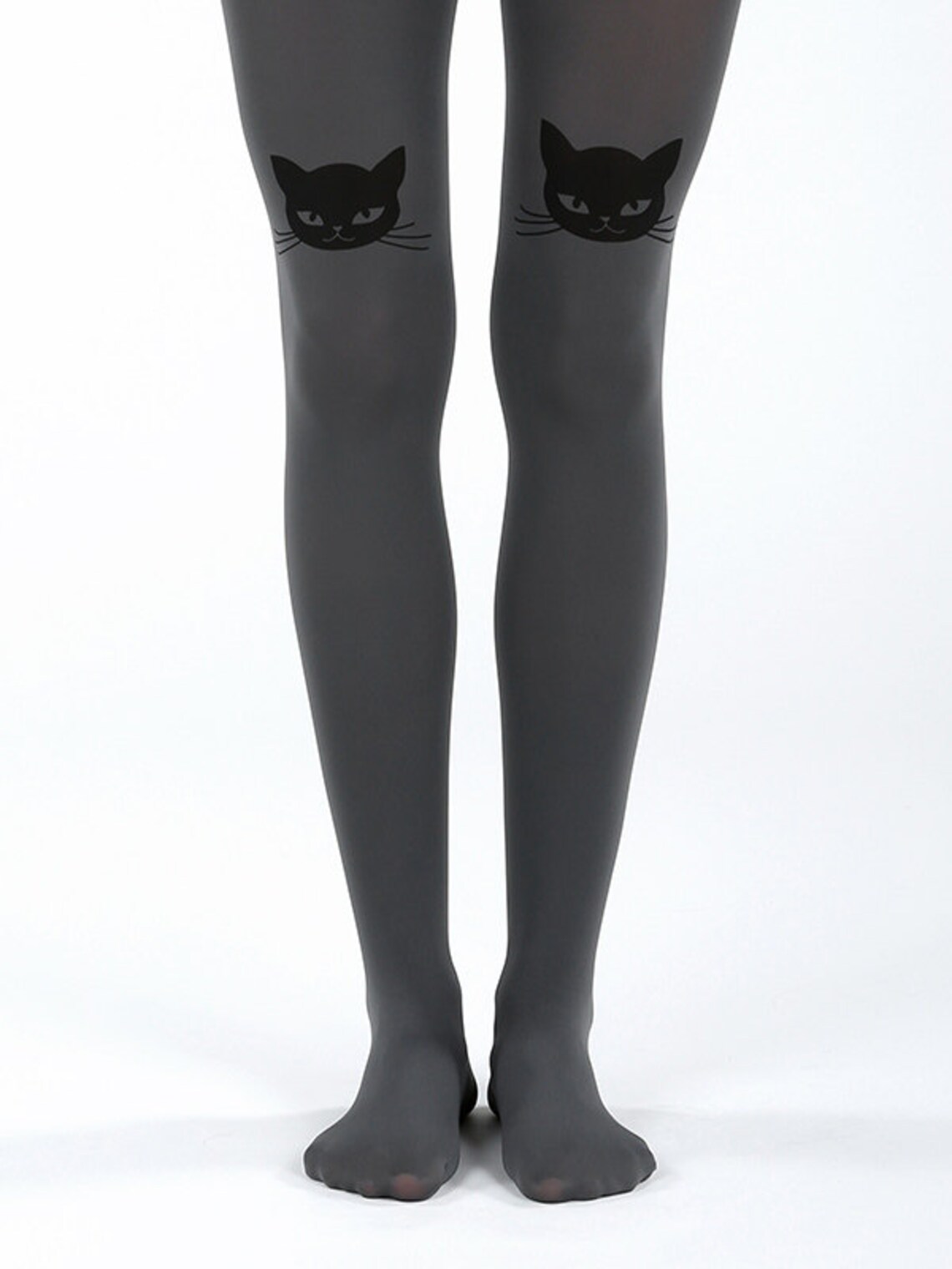 Cat Tights Cats Above Knee on Grey Opaque Panyhose Gift for Etsy