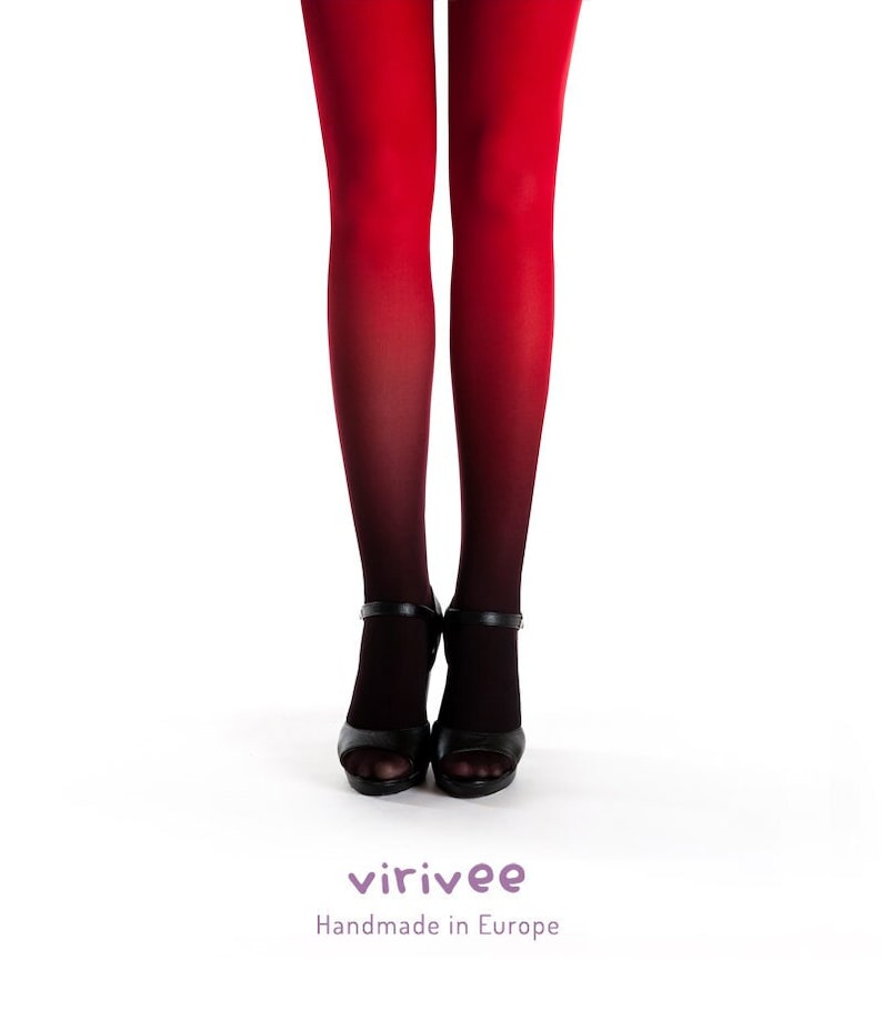 Ombre tights black-red image 1
