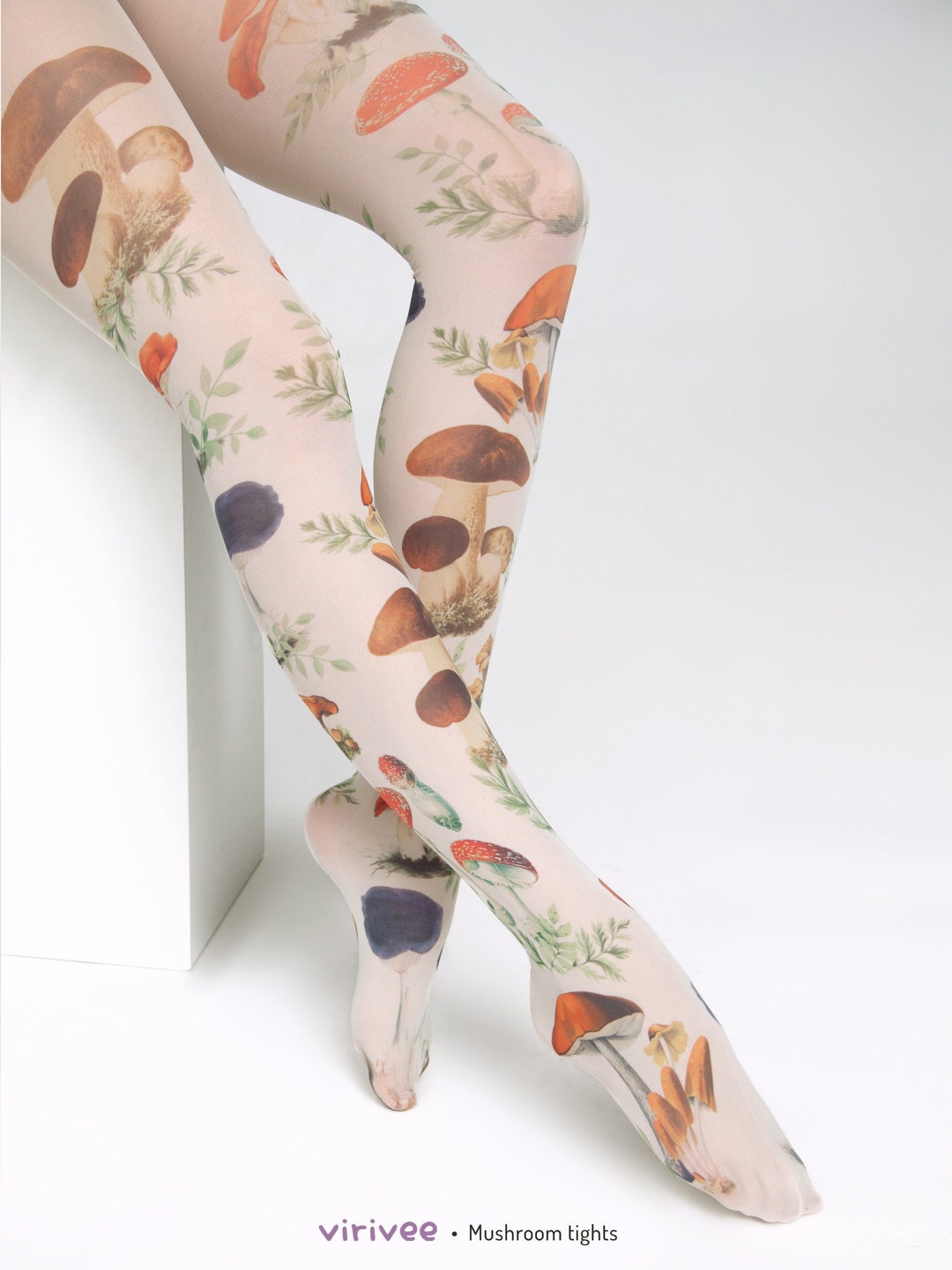 Mushroom Tights for Women, Nature Lover Forest Girl Clothing