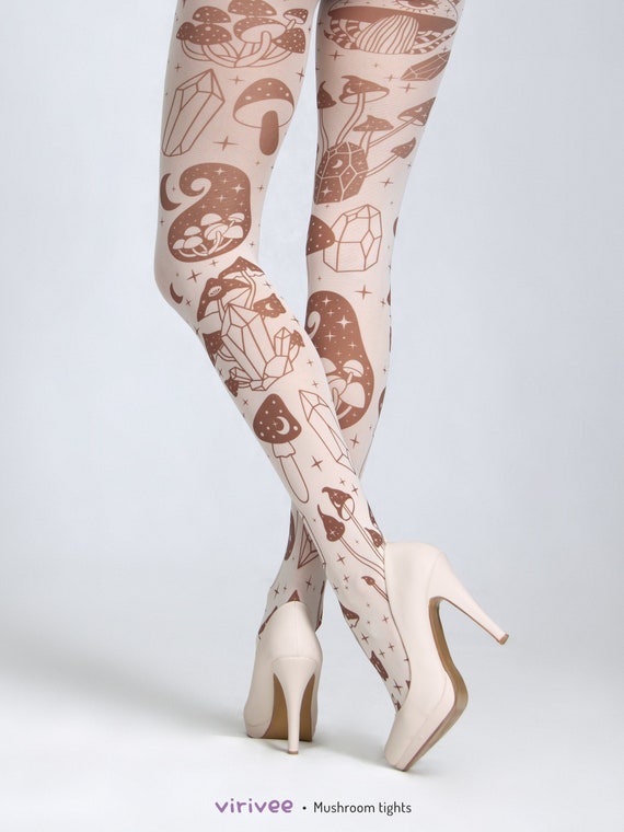 Vintage style purple floral tights - Virivee Tights - Unique