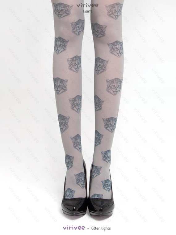 Kitten Tights for Women, Cute Gift for Cat Lovers, Funny Meme Pattern on  Grey Semi-opaque Clothing -  Norway