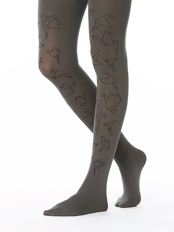 Origami Birds Printed Tights for Women 