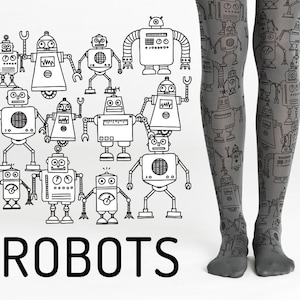 Robot gifts for geek women, plus size tights for science fan art