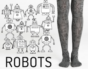 Robot gifts for geek women, plus size tights for science fan art