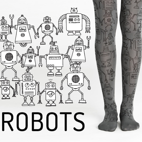 Robot gifts for geek women, plus size tights for science fan art