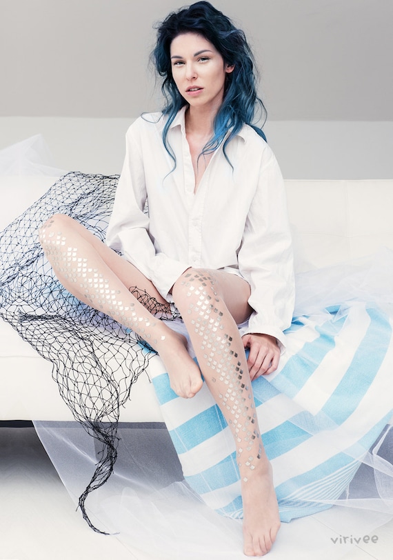 Mermaid Tights for Women, Fish Scale Nude Tights, Tattoo Tights, Cosplay  Halloween Costume -  Canada