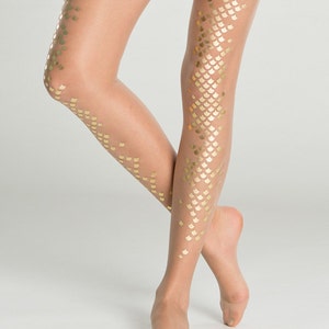 Gold mermaid cosplay tights for women, accessory for Halloween mermaid costume zdjęcie 2