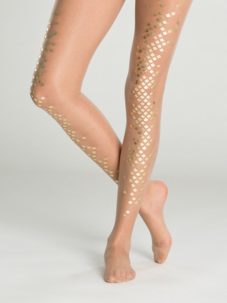 Gold mermaid cosplay tights for women, accessory for Halloween mermaid costume image 2