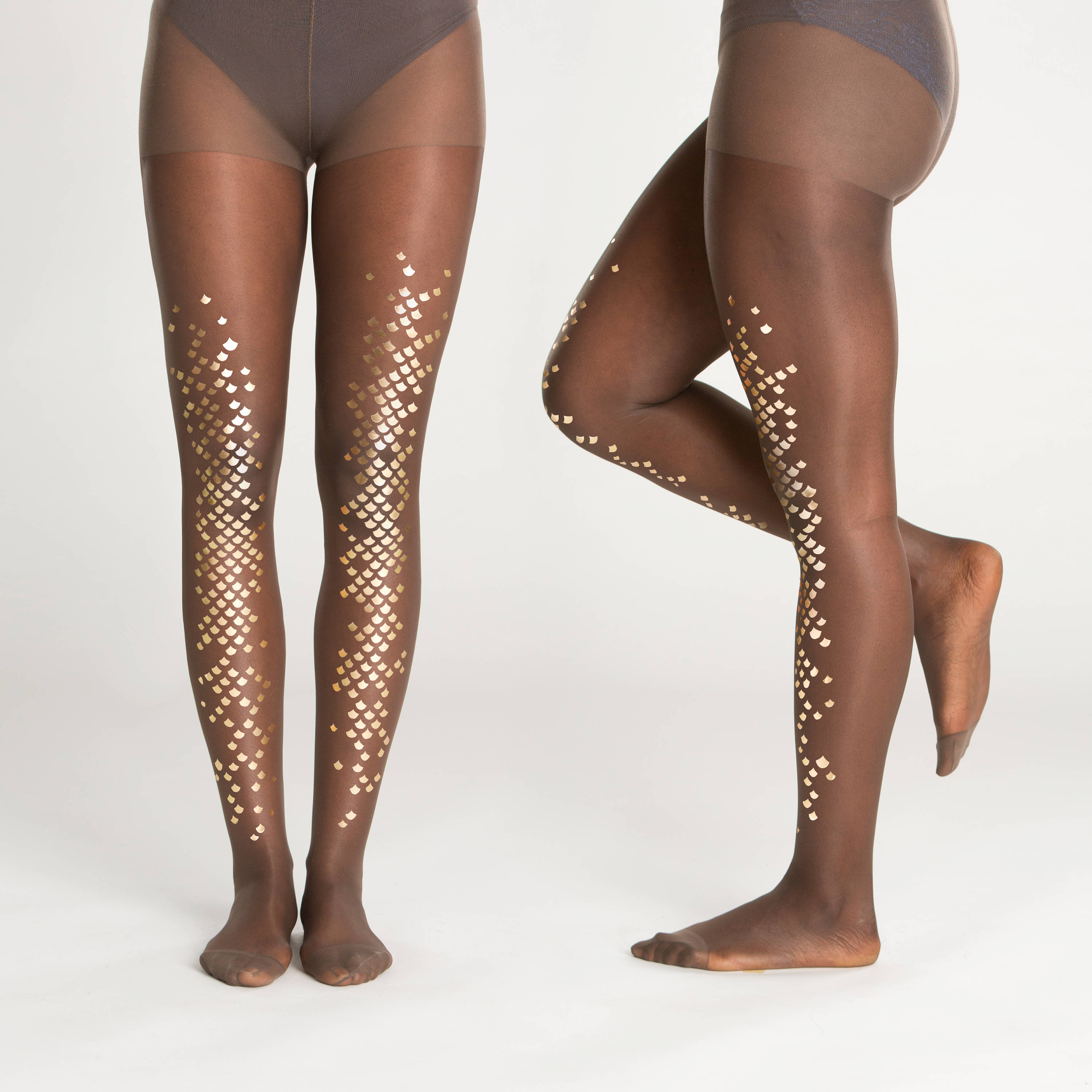 Mermaid Tights for Darker Skin, Gold Mermaid Scale Tights for