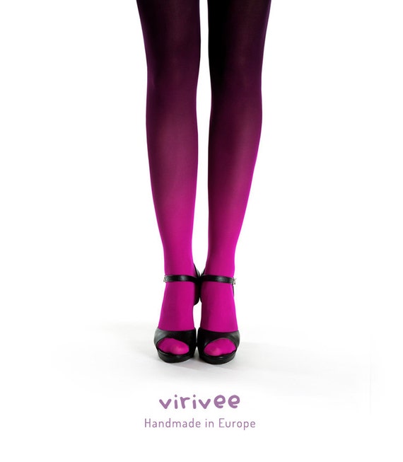 Ombre Tights Hot Pink Black dark Purple, Christmas Gift for Women, Fuchsia  Outfit Fashion 