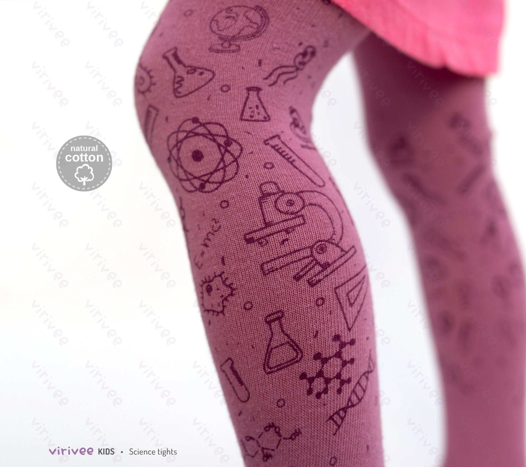 Science Tights for Girls 2-9 YEARS School Biology Math Lovers Gift