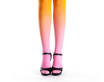 Ombre tights pink - orange