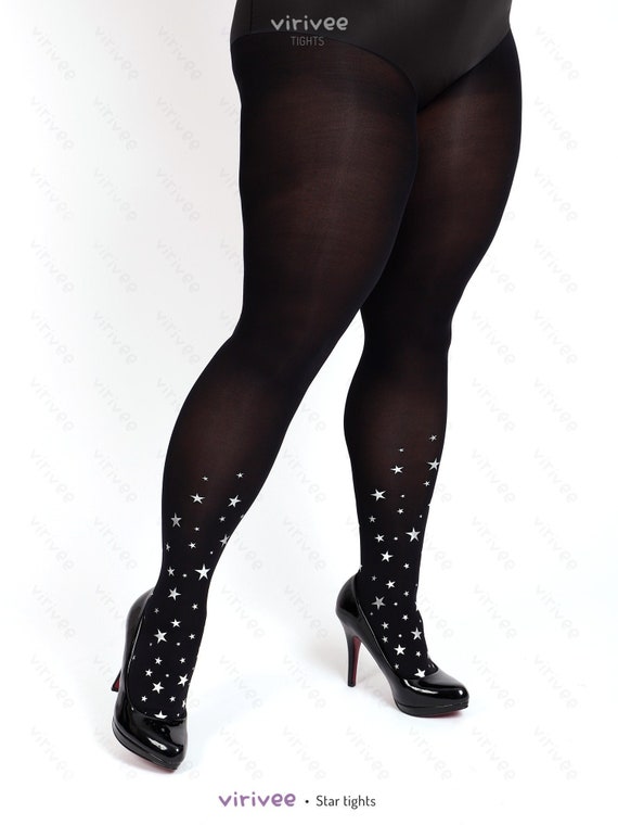 Plus SIZE Star Tights With Silver or Gold Pattern, S-4XL Sizes, Chrismas  Outfit, Burlesque Halloween Costume 