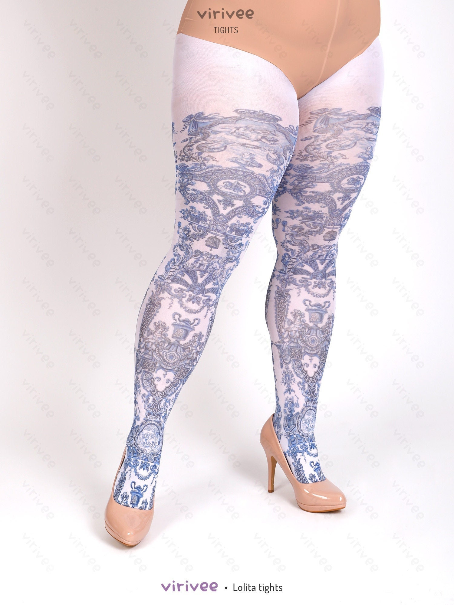 Floral tights with butterflies - Virivee Tights - Unique tights