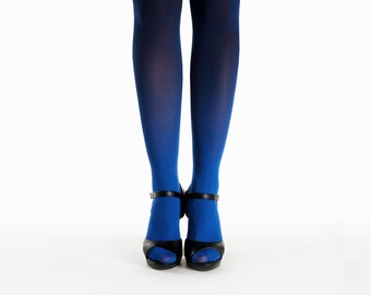 Ombre tights for women blue-black, blue pantyhose, cool gradient tights