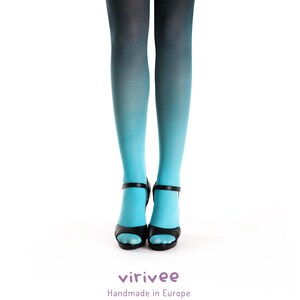 Ombre Tights Turquoise Black Opaque Pantyhose for Women - Etsy