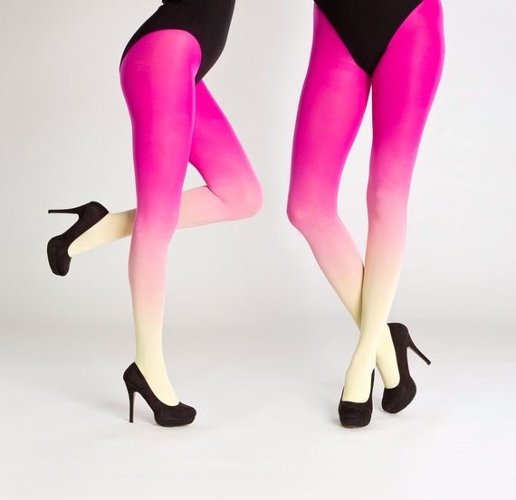 Ombre Tights Yellow Magenta Hot Pink Opaque Tights for Women, Gown -   Canada
