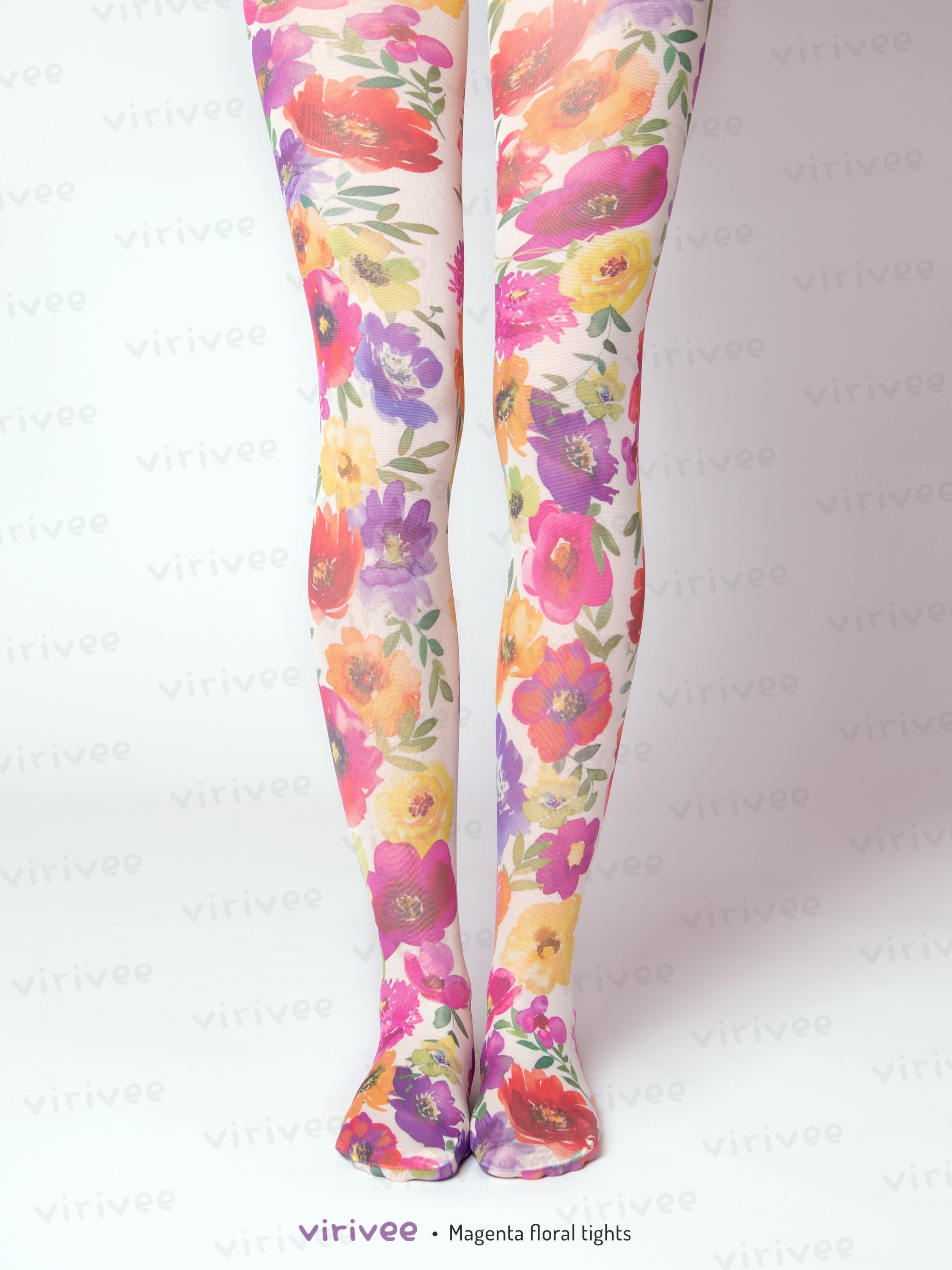 Mushroom and potion gothic tights, pink - Virivee Tights - Unique