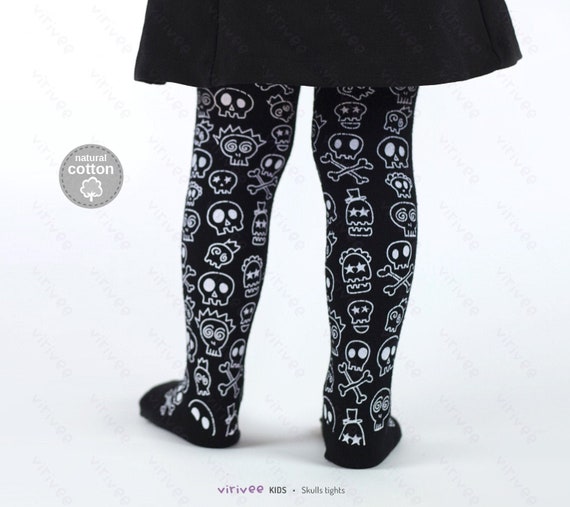Skulls Halloween Tights 1-9 YEARS, Cotton Pantyhose for Baby Toddler Girls  and Boys, Sugarskull Babys First Halloween Witch -  Norway
