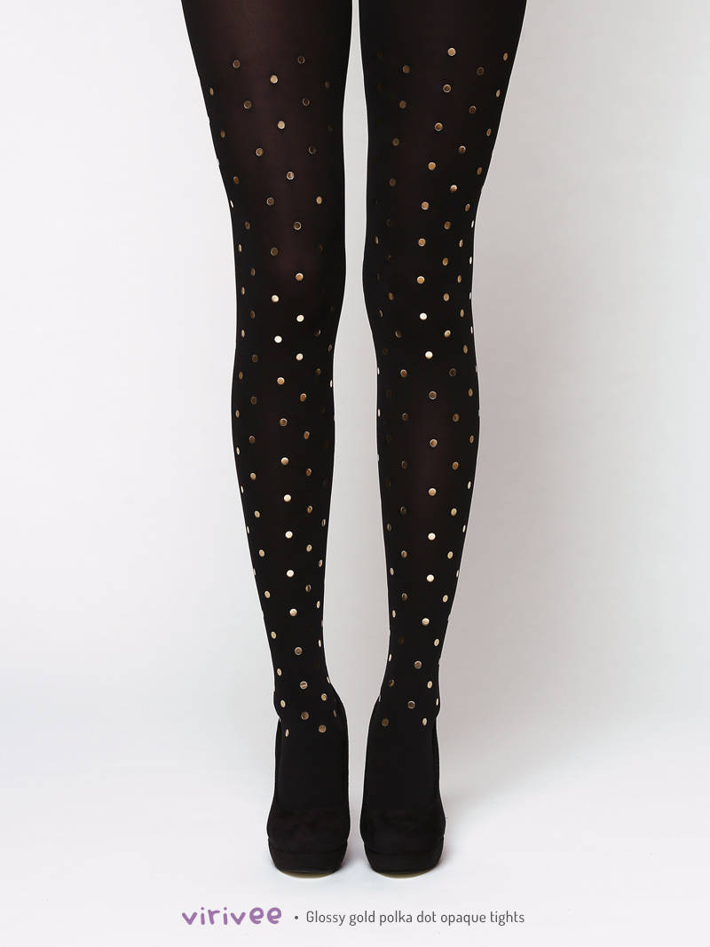 Golden Polka Dot Tights Valentine's 
