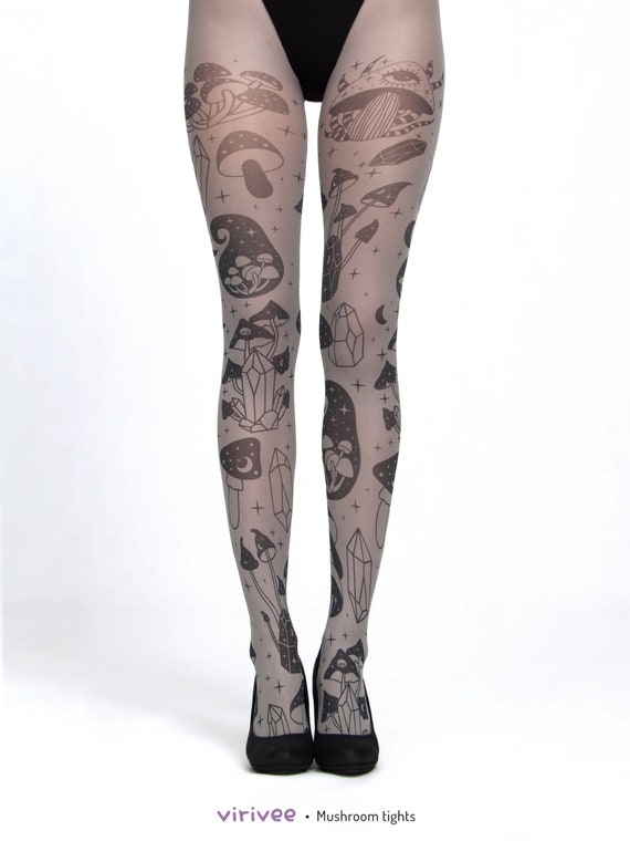 Vintage style purple floral tights - Virivee Tights - Unique