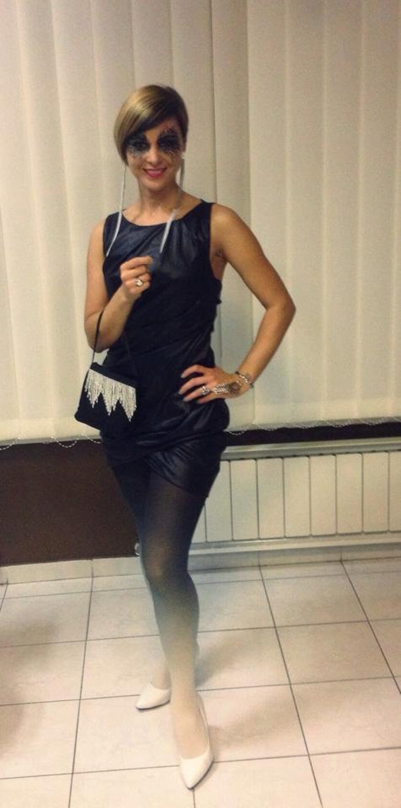 Ombre tights ivory black Etsy