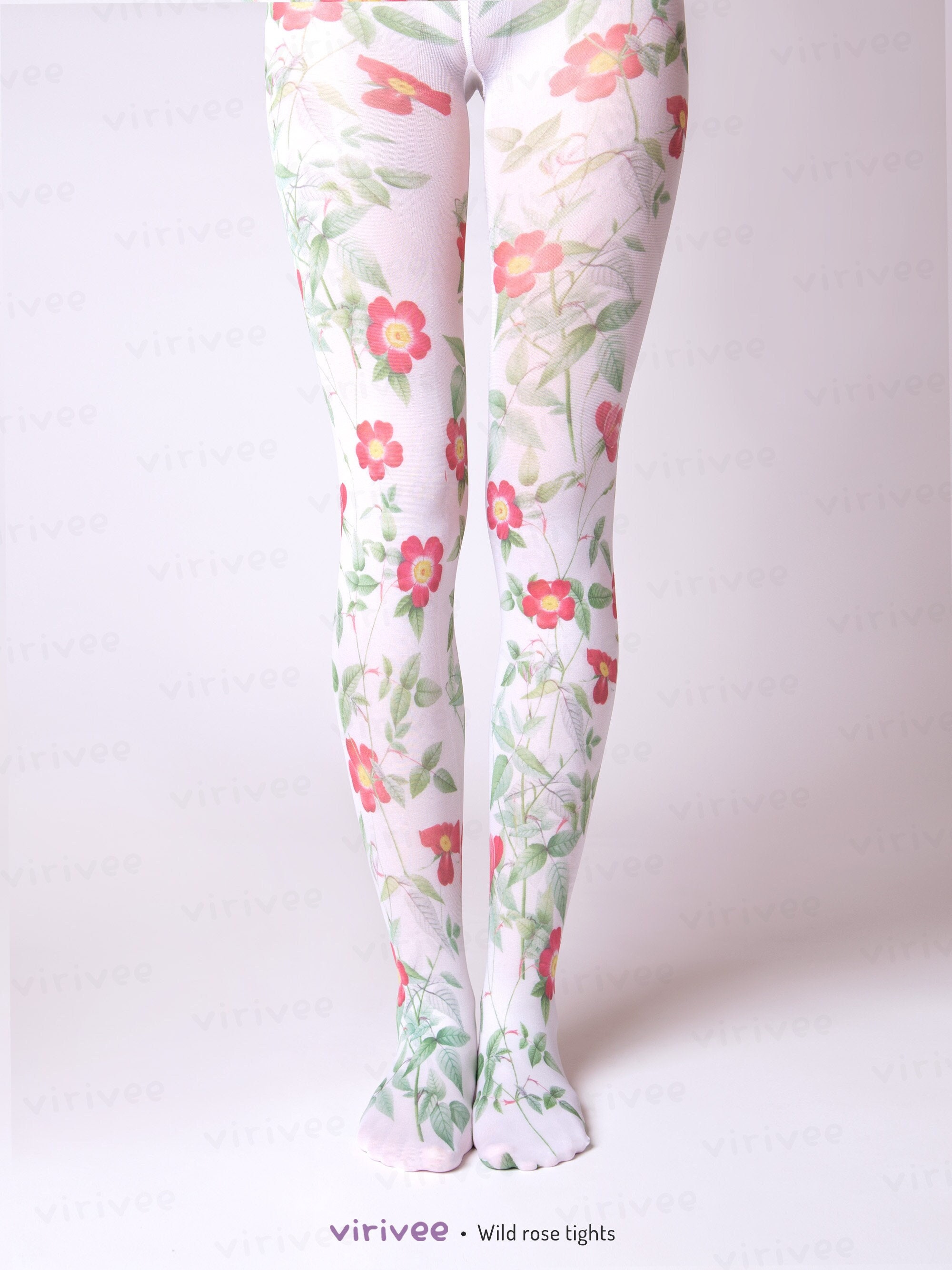 Mushroom and potion gothic tights, pink - Virivee Tights - Unique