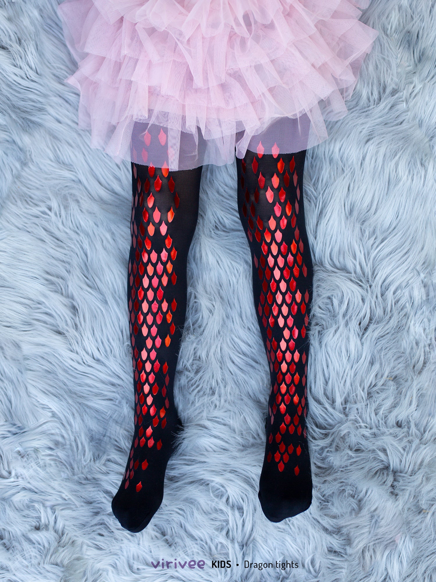 Red dragon tights for girls, Halloween costume, fantasy dance outfit, armor gothic kid fashion