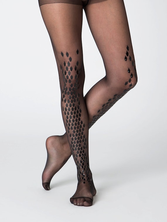 Black Dragon Tights, Dragon Scale Patterned Tights, Gothic Clothing,  Halloween Witch Costume Goth 