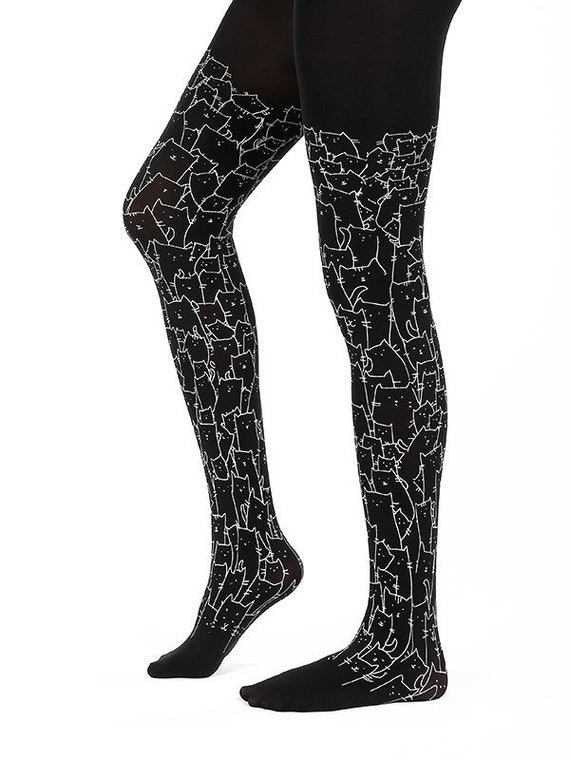 Collants Pour Chat Dessines A La Main Cadeau Pour Les Etsy France