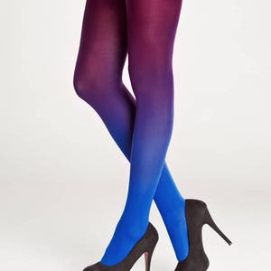 Sapphire-burgundy ombre tights for women, fancy outfit image 2