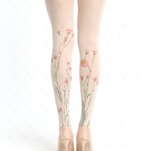 Meadow floral tights for women, nature lover girl clothing, cottagecore outfit, flower for brides bridesmaids wedding image 4