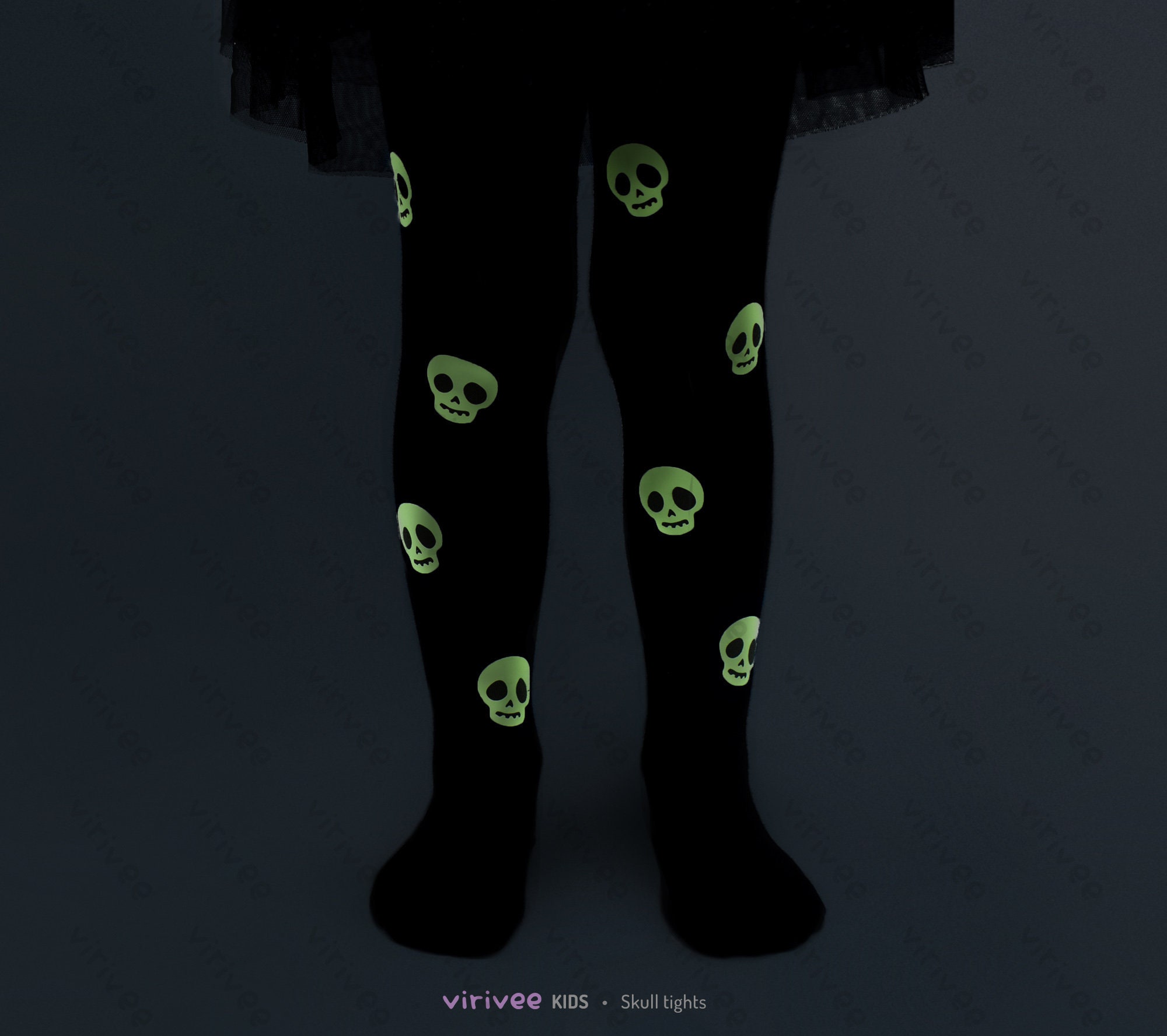 Glow in the Dark Skull Halloween Tights 