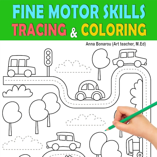 Pencil Control for Preschool, Tracing and Coloring Book, Fine Motor Skills, PreK (Ages 3-5), 50 Printable Worksheets, Pre-Writing workbook