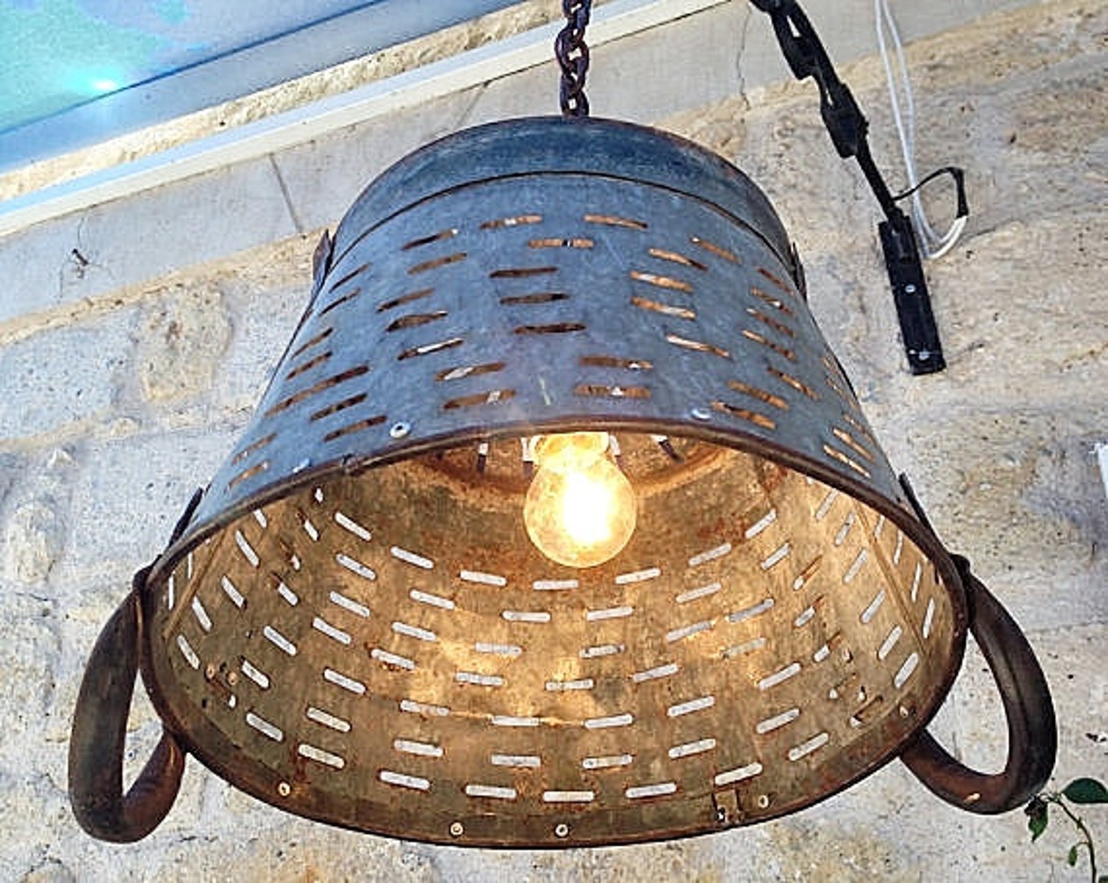 Image result for Vintage Grape Basket Pendant Light, Rustic Metal Lighting - Etsy